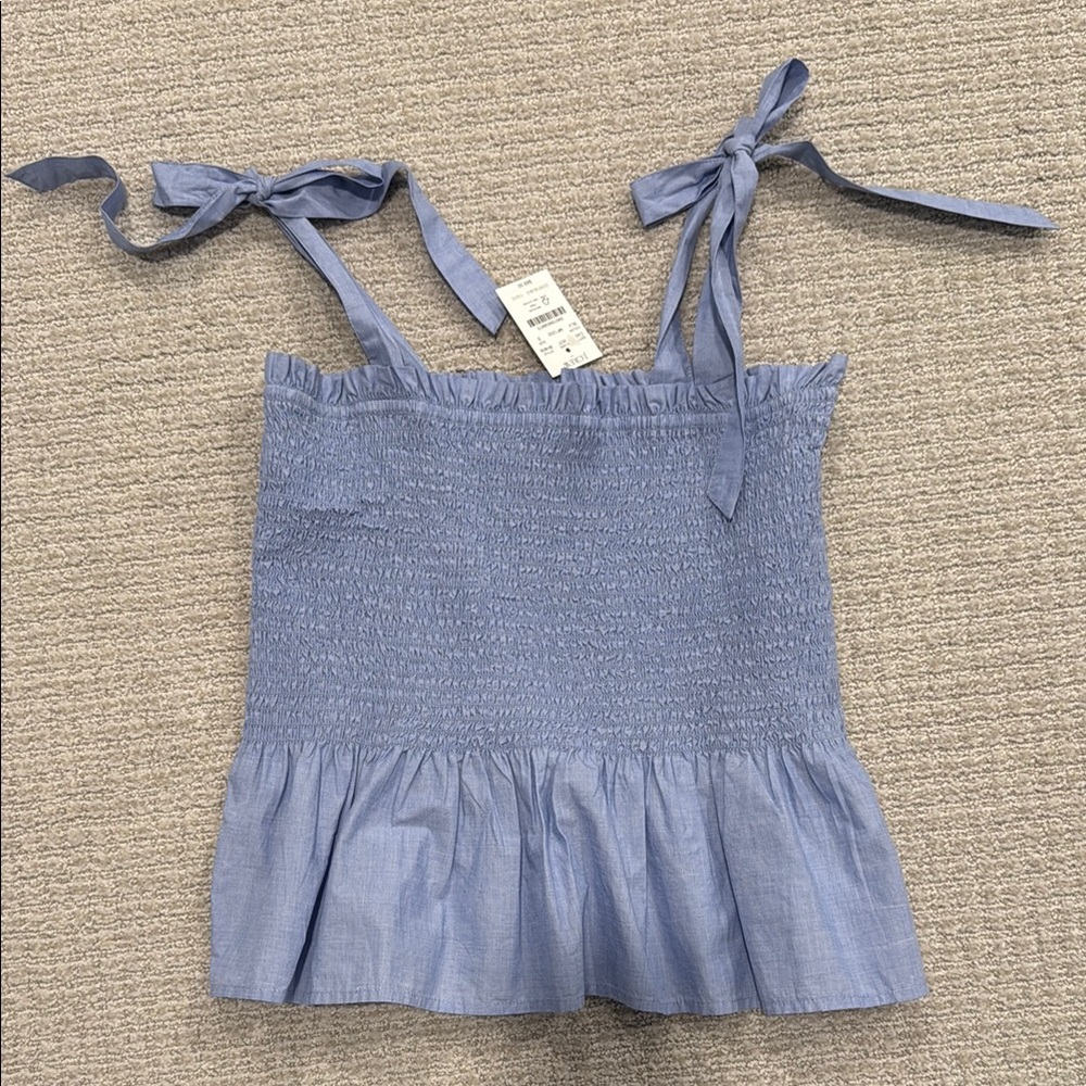 I. Crew Chambray Shirred Tank